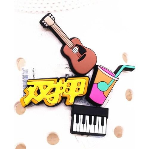 Drop Shipping Musical Instruments Shoe Charms Accessories Guitar Keys Sandals Buckle Decoration fit Wristband Party Kids Gifts
