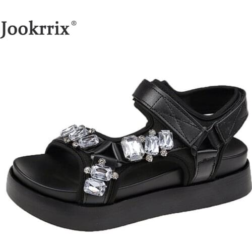 2021 Summer Women Shoes Beach Sandals Fashion Sports Rhinestone Adult Lady Rome Thick Sole Platform Breathable Leisure Slippers