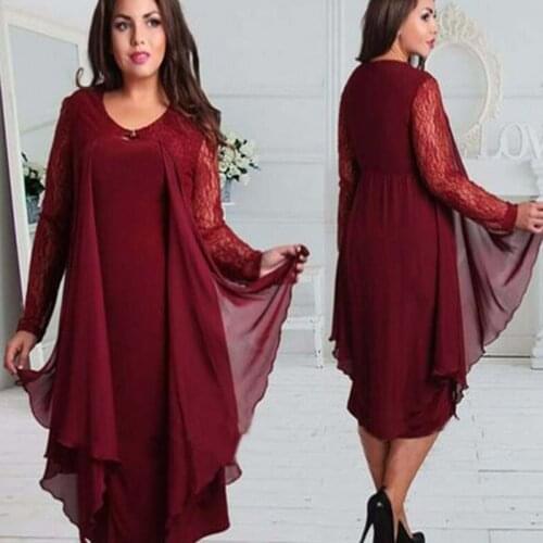 Burgundy Chiffon Mother of the Bride Dresses Solid Long Lace Sleeve Dress Suits V Neck Plus Size Custom For Wedding Party 2021