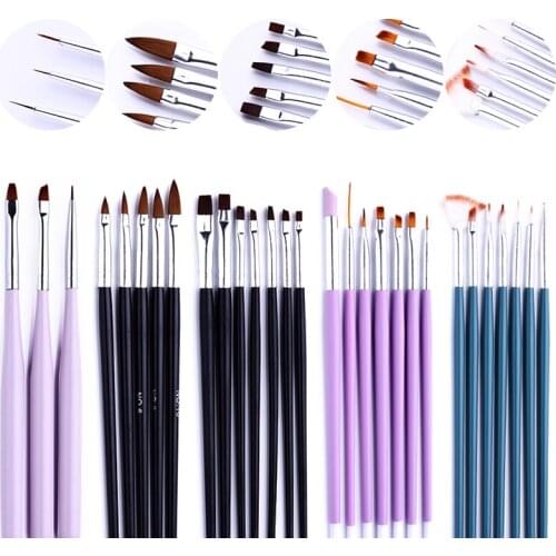 Random Painting Nail Brush Set Gradient Nail Art Line Brush Crystal Acrylic Thin Liner Drawing Pen Tools for Extension UV Gel