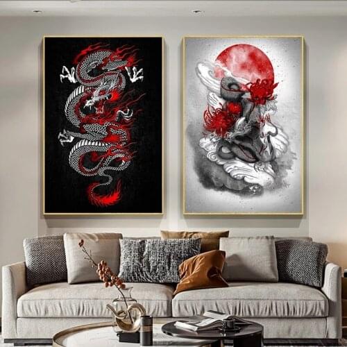 Modern Art Chinese Flying Dragon Tengyun Rides The FogCanvas Painting Print Posters and Prints Home Living Room Decoration