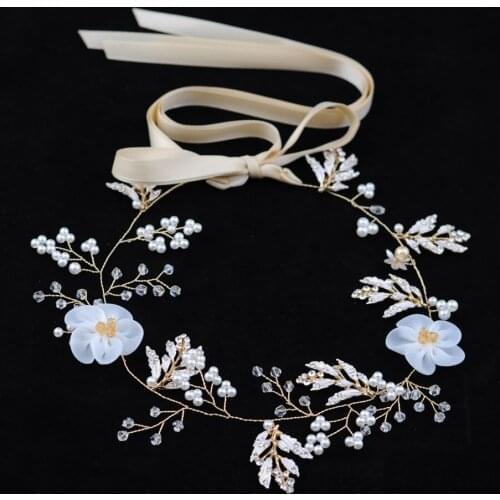 Bride Wedding Hair Clip Handmade Flowers Beads Pearl Decoration Ladies Hairs Accessories Fashion Korean Women Hair Comb