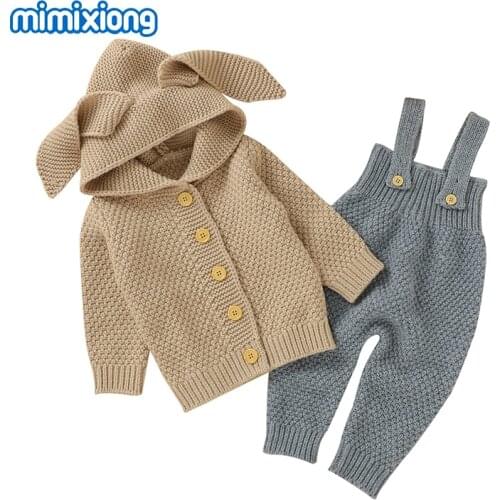 Autumn Children Boys Girls Rabbit Clothes Sets Casual Hooded Long Sleeves Sweaters Jumpers+Rompers Toddler Infant Winter Outfits