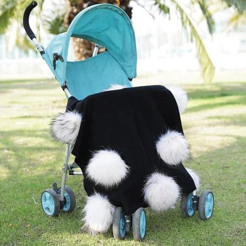 Warm Wool Swaddling Blanket Newborn Kids Baby Travel Sleeping Blanket with Real Fur Pompom Solid Color Bedding Swaddles Wrap