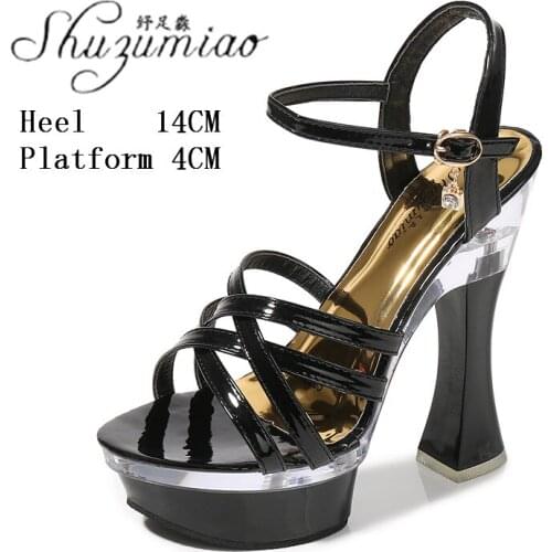 Pole Dance Shoes Cross Belt Women Sexy Nightclub Platforms Super High Heel Sandals 14 CM Female Model Show Striptease Summer New