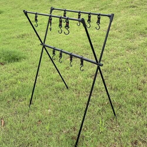 Outdoor Camping Hanging Shelf Multifunctional Clothes Storage Hanger Picnic Barbecue Cookware Tool Triangle Rack