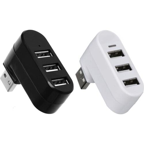 USB2.0 Hub 3 Port Splitter Adapter High Speed Data Transfer 90°-180° Rotation Mini USB Hub For PC Notebook Computer Smartphones