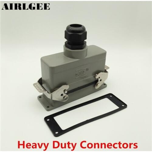 Vertical PG21 Entry Hood 24 Pin Rectangle Heavy Duty Connector Aviation Connector 16A 500V Free shipping