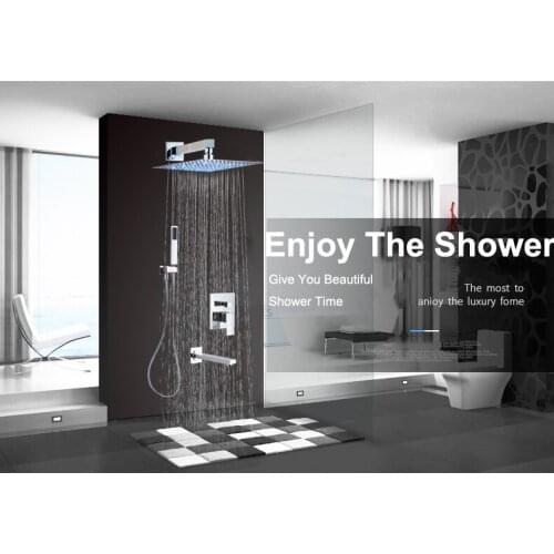 Vidric Vidric Concealed LED Change Rainfall Shower Faucets Set Ultrathin Shower Head Mixer Sink Tap Handheld Shower Faucet Water