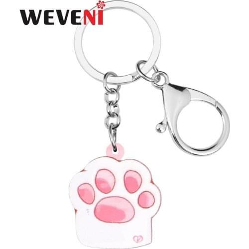 WEVENI Acrylic Valentines Day Anime Cat Claw Key Chain Ring Bag Car Wallet Keychain For Women Girls Lover Teen Decorations Gift