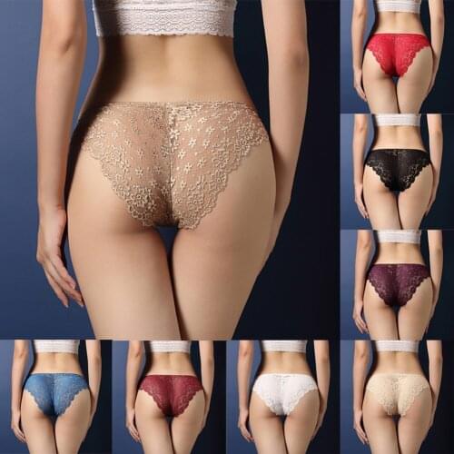 Women Panties High Waist Big Sexy Lace Transparent Briefs Underwear Embroidery Seamless Briefs Female Underpants Lingerie