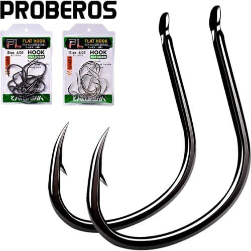PROBEROS 10Pcs Pike Jigging Single Hooks 1/0-2/0-3/0-4/0# Casting Jig Fishing Hooks Assist Fishhooks High Carbon Steel Hooks