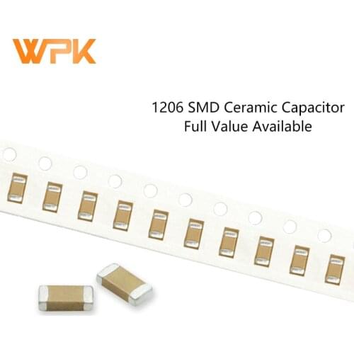 100Pcs 1206 SMD Capacitor Sets 5% 3216 1pF-180pF 3pF 43pF 68pF 100pF 120pF 50V 180J 390J 111K MLCC Full Value Available DIY Kit