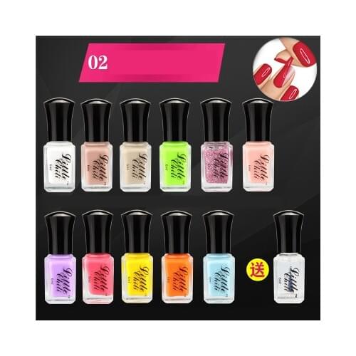 12Bottles Pack 6ml/each Eco-friendly Peel Off Nail Polish Candy Color Nail Art 11Colors + 1 Transparent Top Coat