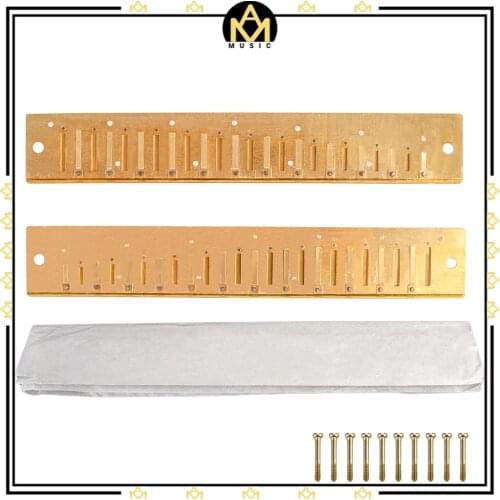 2PCS 24 Holes Harmonica Reed Plates 24 Holes Brass Cover Plates 24 Holes Harmonica Make DIY Replacement SET