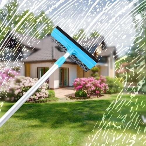 2 in 1 Home Cleaning Tools Telescopic Rod Window Glass Cleaner Wiper Adjustable Squeegee Sponge Glass Window Cleaner