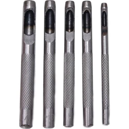 5 Pcs 3/4/5/6/7mm High Quality Steel Hollow Punch Set DIY Tool Gasket Belt Hole Punching Leather Tools