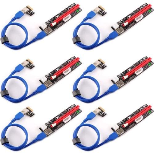 6/10pcs 4pin 6pin SATA Power PCI Express 16X Slot Riser Card USB 3.0 PCI-E PCI-Express 1x to 16x PCIE Riser for Bitcoin
