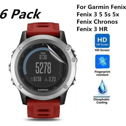 6 Pack)HD Clear Screen Protector PET Soft film Shield for Garmin Fenix 3 5 5s 5x Fenix 3HR Chronos Wristband Anti-scratch Film