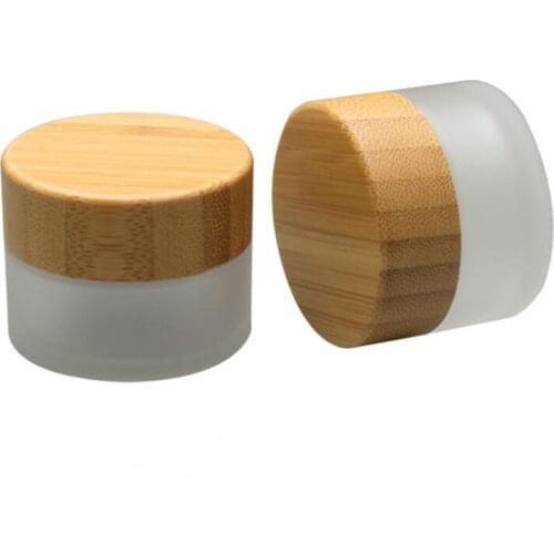 15g matte glass jars with bamboo cover,15ml glass cream jars with bamboo lids fast shipping LX3650