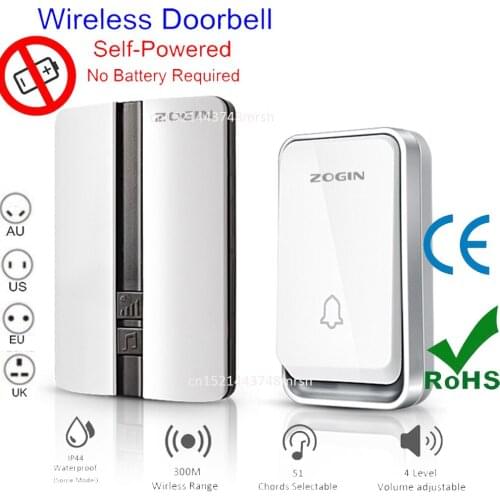 Wireless Doorbell Waterproof Self-powered Button Smart Door Bell Sets Home Welcome Outdoor House Chimes Receiver