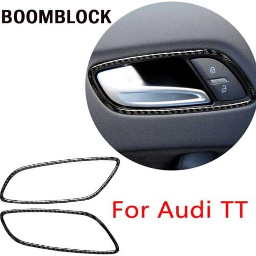 BOOMBLOCK 2pcs Car Door Handle Sticker Carbon Fiber Interior for Audi TT 8n 8J MK123 TTRS 2008 2009 2010 2011 2012 2013 2014