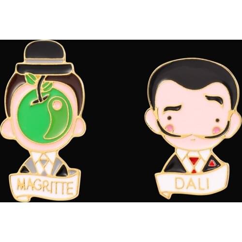Dali Magritte Realism Painter Brooch Art Abstract Painting Style Enamel Lapel Jacket Pin For Painter Friends Accessories Gifts