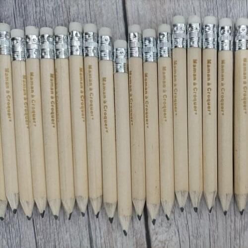 Custom Wooden Pencils Mini 10cm Pencil Engraved With Personalized Text Rustic Wedding Decor Guest Book Pencil for party