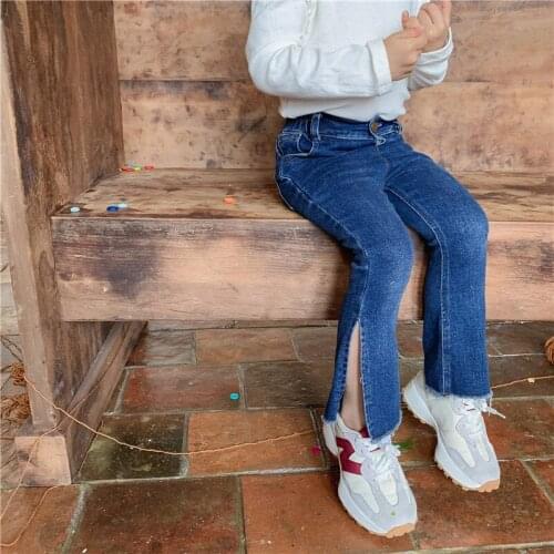 2021 Korea style girls boys denim pants autumn fashion kids long jeans pants 1-7 years