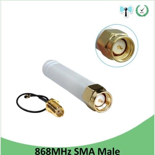 10pcs 868MHz 915MHz Antenna 2dbi SMA Male Connector GSM 915 MHz 868 MHz antena antenne waterproof+21cm RP-SMA/u.FL Pigtail Cable