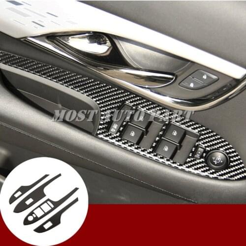 Carbon Fiber Car Door Window Switch Button Trim Cover For Cadillac ATS 2013-2018 Car accesories interior Car decoration