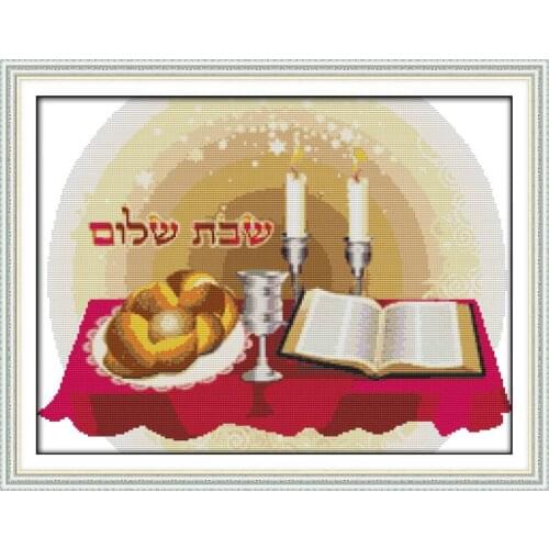 Joy Sunday Shabat Counted Cross Stitch Kits11&14CT DIY Cross Stitch Sets Embroidery Needlework for Home Decor Handmade Gift
