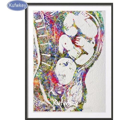 Pregnancy wall art full term baby in womb poster Diamond Embroidery 5D DIY Diamond Painting Cross Stitch Rhinestone Mosaic Decor