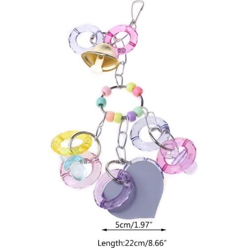 2021 New Pet Parrot Cage Toys Hanging Bird Chew Toys Mirror with Bell for Parakeet