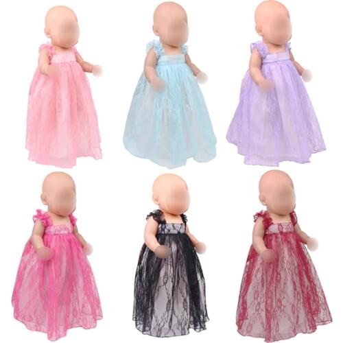 Doll clothes 43 cm baby dolls lace dress multi-color optional fit 18 inch Girl dolls clothing accessories f432-f436