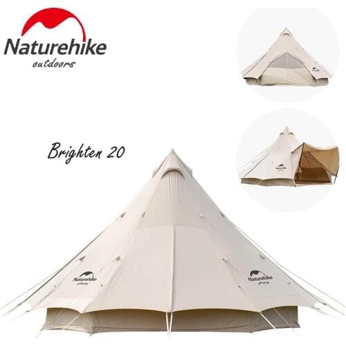 Naturehike Waterproof Cotton Canvas Glamping Tent 20㎡ Outdoor Luxury Larger Camping Tent Breathable 4-8 Person Camping Tent