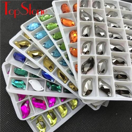 TopStone S shape Size 6x12mm 10x20mm Sew On Stone Glass Crystal Flatback Rhinestone For Costume Dress clothing