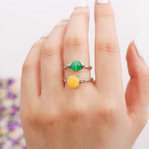 Popular Opening Green Yellow Copper Finger Ring Women Rhinestone Female Signet Ring Fashion Jewelry Accessories