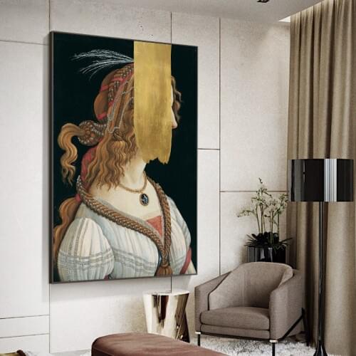 Portrait of a Young Woman by Sandro Botticelli, Famous Painting Wall Art Canvas Decor Prints on Canvas Pictures for Living Room