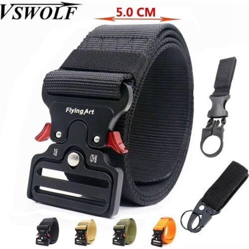 Mens Tactical Nylon Belt Army Military Belt Trousers Metal Buckle Canvas Waistband Male Police Outdoor Training Waist Belt Wide