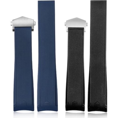 Rubber watchband for TAG WAY201A/WAY211A 300|500 wrist strap 22mm Arc end black blue Watch Band with folding buckle Mens Bracel