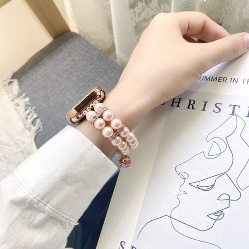 Popular Lady Agate Pearl Strap for Apple Watch Band Series 6 5 4 38mm 40mm Elastic Wristband for iWatch 3 2 1 42mm 44mm Correa