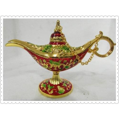 Russian fine - colored tin A-laddin lamp small glaze hollow gold - blue powder blue pink flower wishing Home Arts Crafts Copper