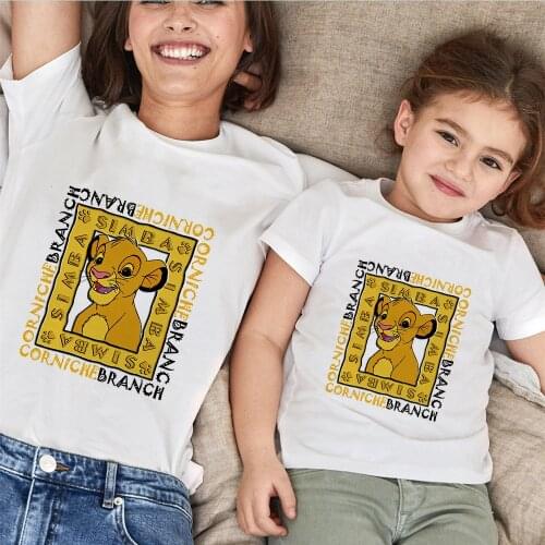 Family T Shirts Boys Girls Summer Short Sleeve Casual White O-neck Tshirts Simba Lion King Hakuna Matata Childrens T-shirts Top