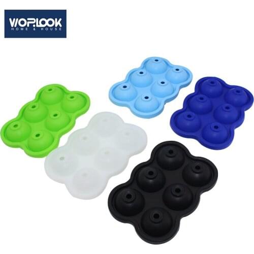 6 Even Grid Silicone Ice Hockey Mold Consecutive Tray Creative Ball Shaped Ice Cube Cake Mold Fruit Popsicle Ice Cream Maker