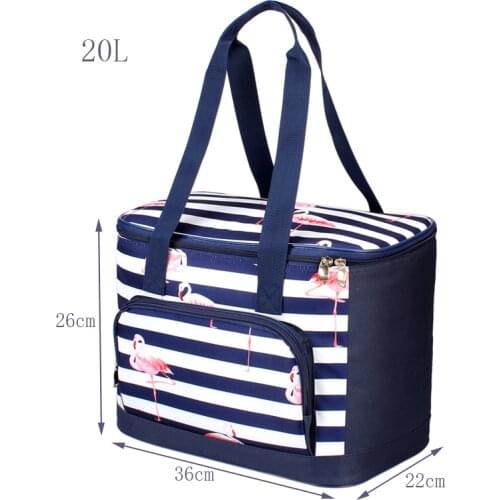 2021 New 20L Flamingo Thicken Foldable Fresh Insulated Cooler Bag Thermal Waterproof Polyester Ice Insulated Cooler Bag