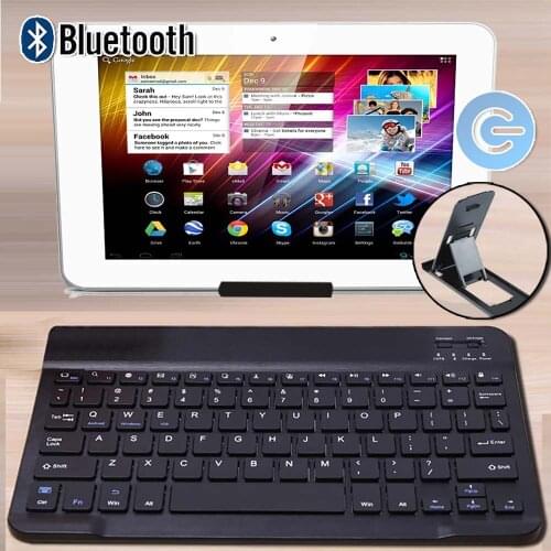 Slim Portable Wireless Bluetooth English Keyboard for GoTab GW10 10"/GoTab X GBT10 10"/GoTab X GT9X 9" Tablet Keyboard+Bracket