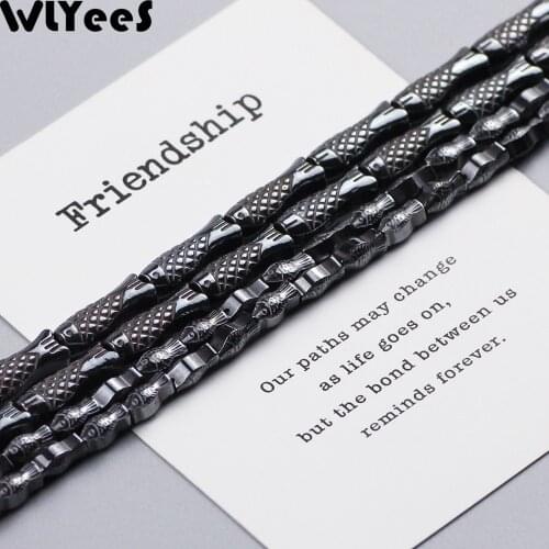 WLYeeS Fish shaped Natural Black Hematite beads Big/Small Spacer Loose Beads for DIY Jewelry necklace Earring Bracelet Making