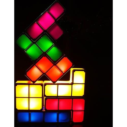 Z50 Dropshipping Childrens Toy Creative Lamp Tetris Night Light Colorful Stackable Tangram Puzzles Lamp Kids Holiday Gift
