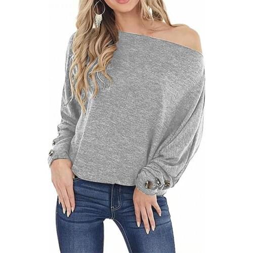 Women T-shirt Solid Color Off Shoulder Autumn Batwing Sleeve Slash Neck Pullover Casual T-shirt Streetwear top women 2021